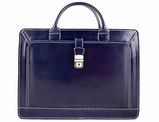 Diva's Bag Franky Cartella in Vera Pelle Blu Scuro – Made in Italy
