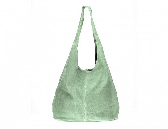 Diva's Bag Monica Borsa Hobo in Pelle Scamosciata Verde Menta – Made in Italy