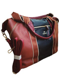 Borsa a Tracolla Donna Charro Multicolore Marrone con Intarsi Neri