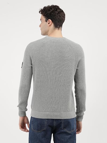 Calvin Klein Maglione Uomo Manica Lunga – Colore Grigio, 100% Cotone, Taglia XL