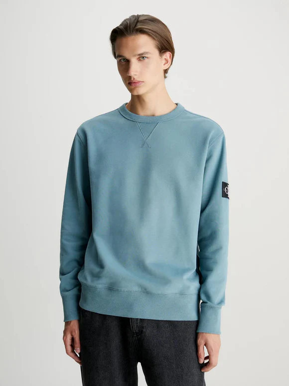Calvin Klein Felpa Uomo Girocollo – Colore Blu, Cotone Biologico, Taglia XL
