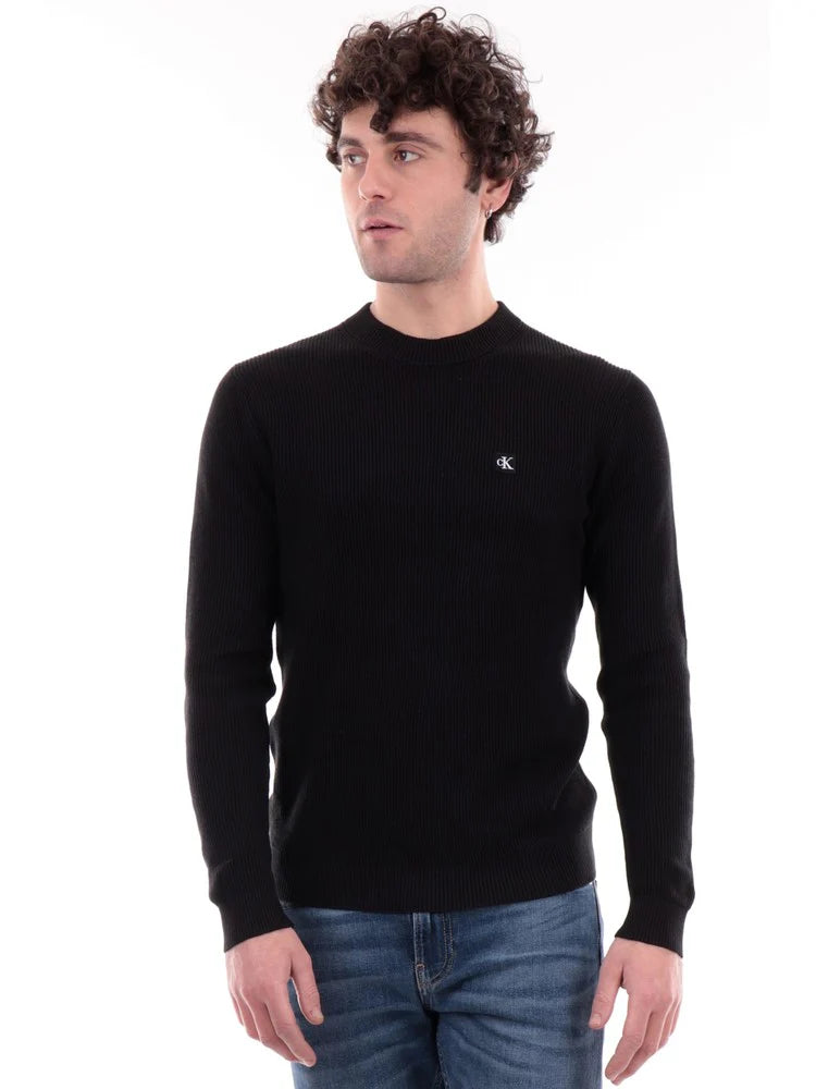 Calvin Klein Maglione Uomo a Coste – Colore Nero, 100% Cotone, Taglia XL