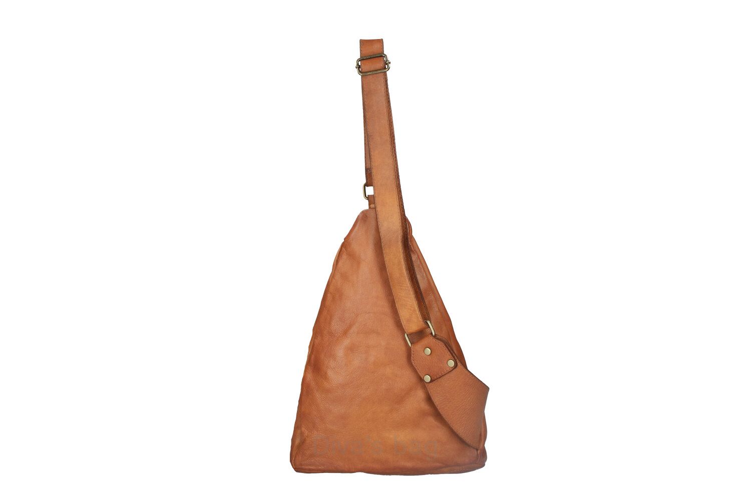 Diva's Bag Murphy Borsa Monospalla in Vera Pelle Cognac – Made in Italy