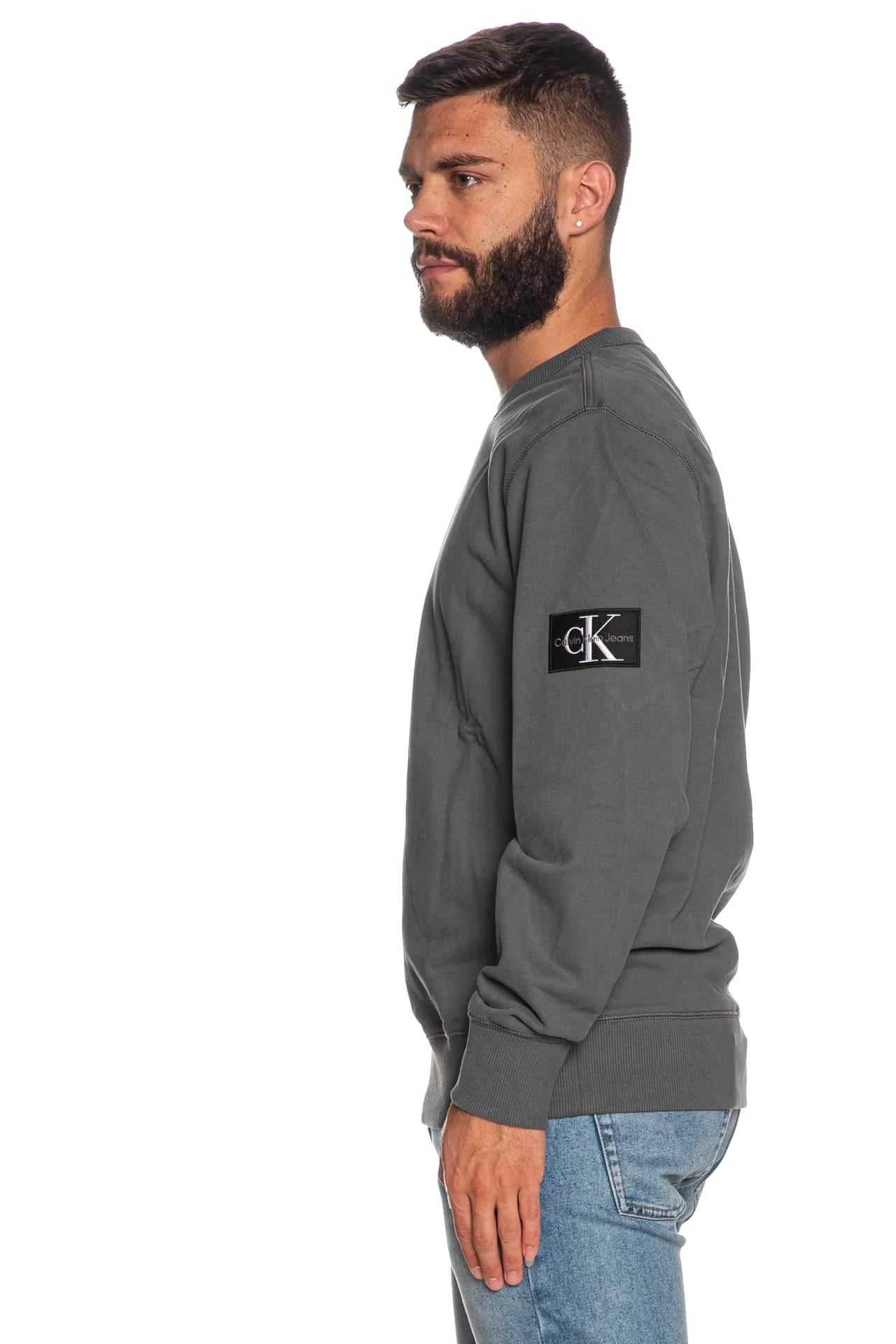 Calvin Klein Felpa Uomo Girocollo – Cotone Biologico, Colore Grigio, Taglia XL