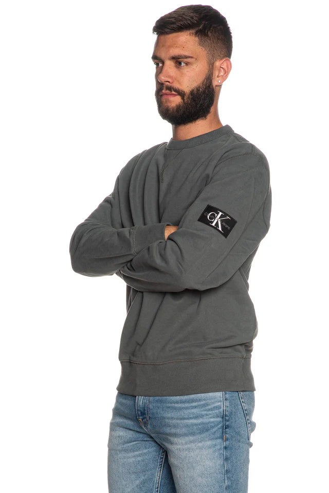 Calvin Klein Felpa Uomo Girocollo – Cotone Biologico, Colore Grigio, Taglia XL