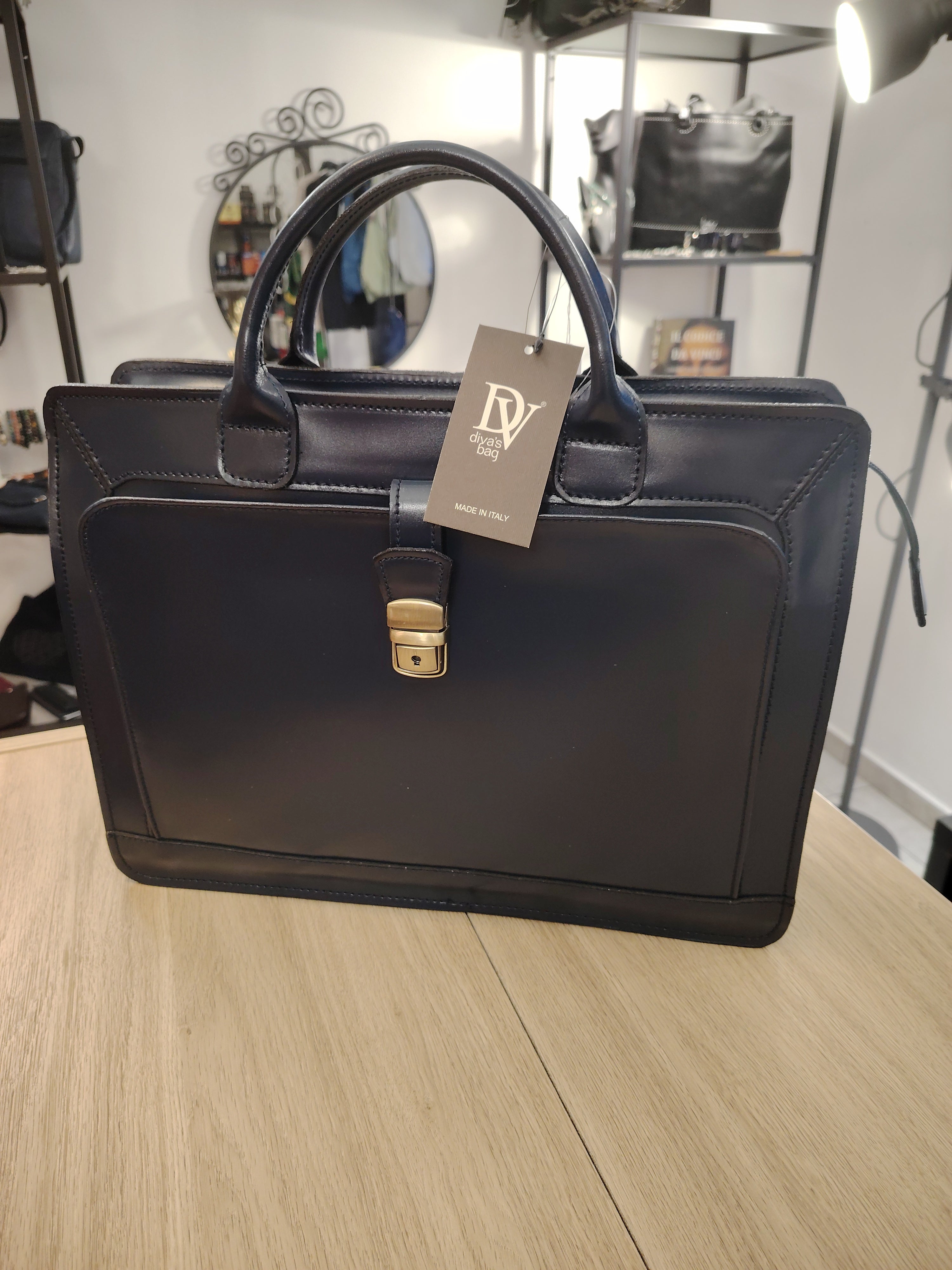 Cartella in Pelle DIVA'S Bag Franky Blu Scuro