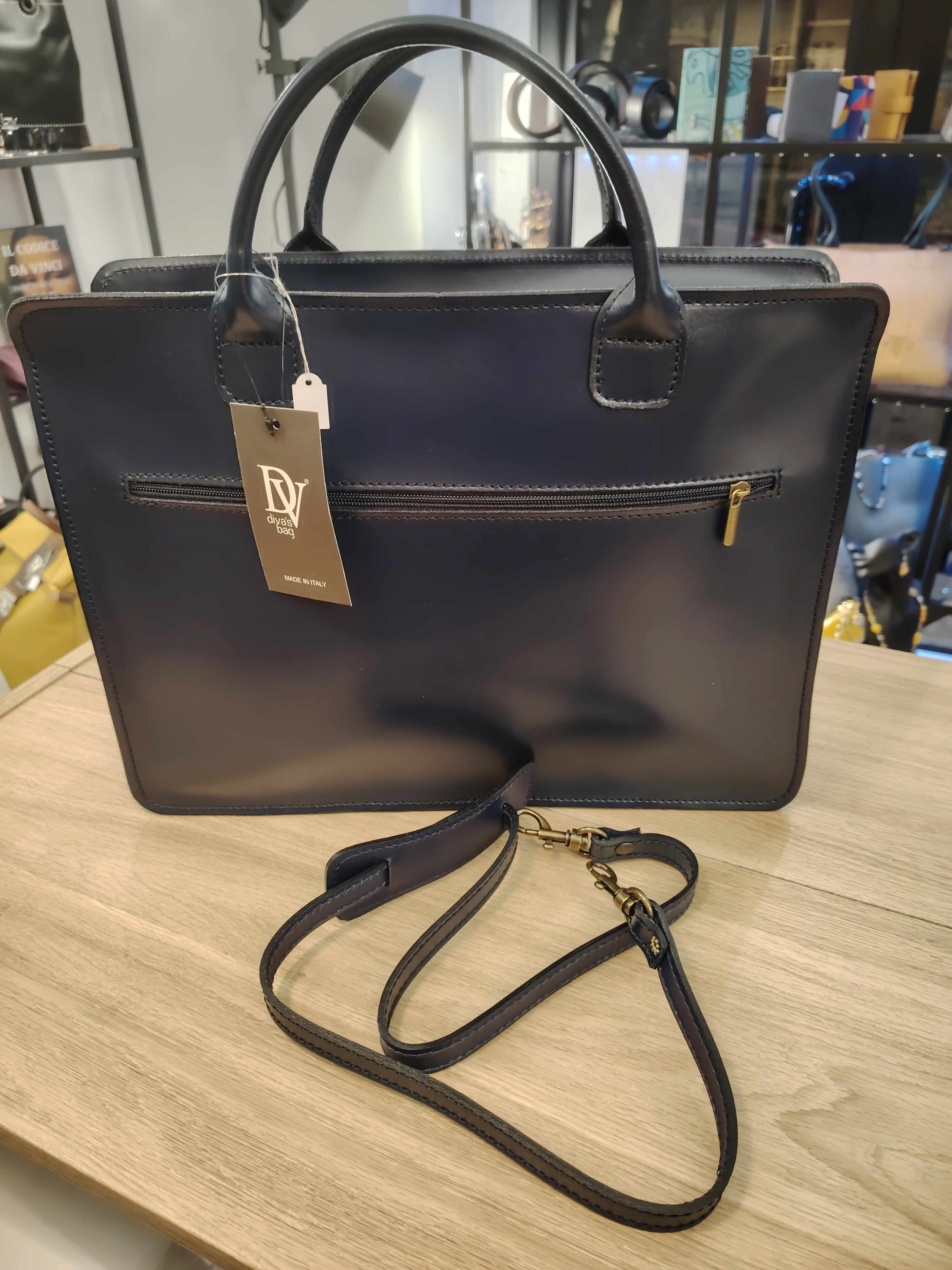 Cartella in Pelle DIVA'S Bag Franky Blu Scuro