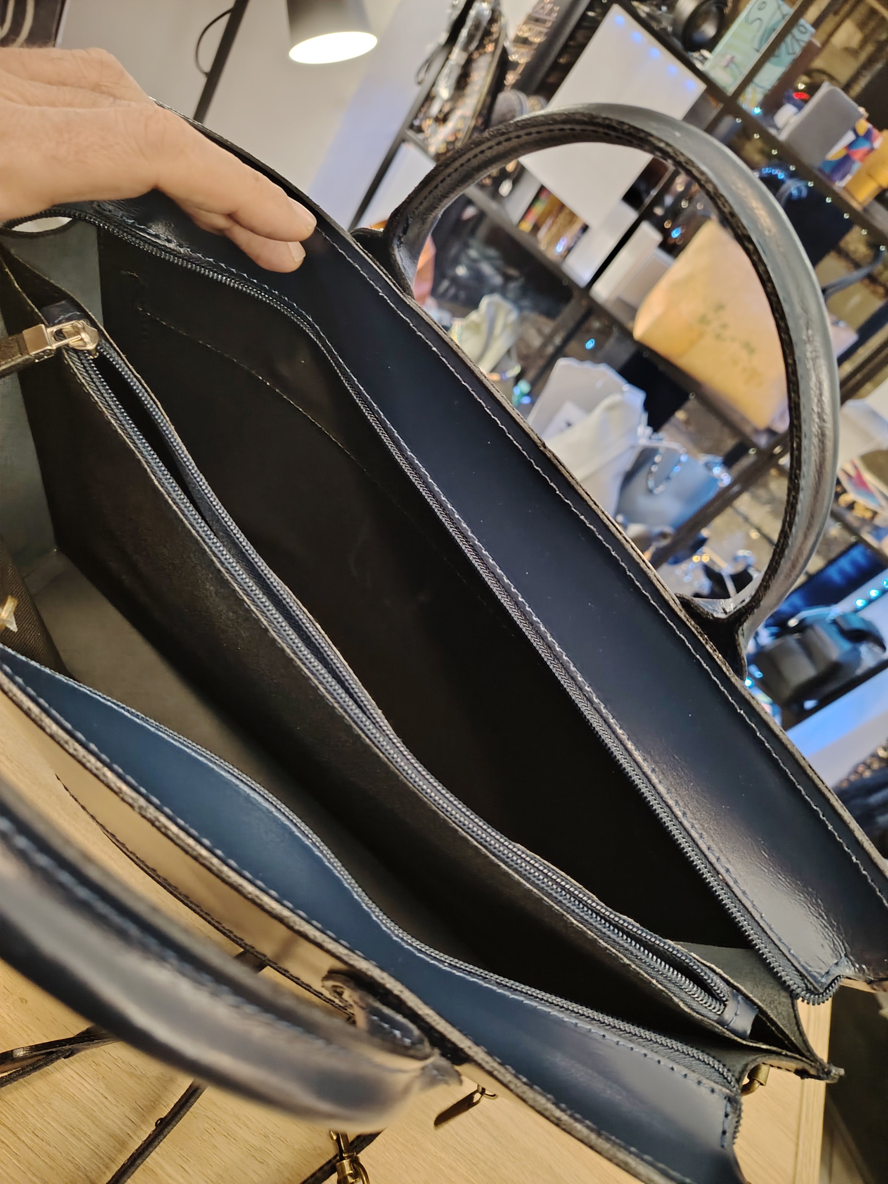 Cartella in Pelle DIVA'S Bag Franky Blu Scuro