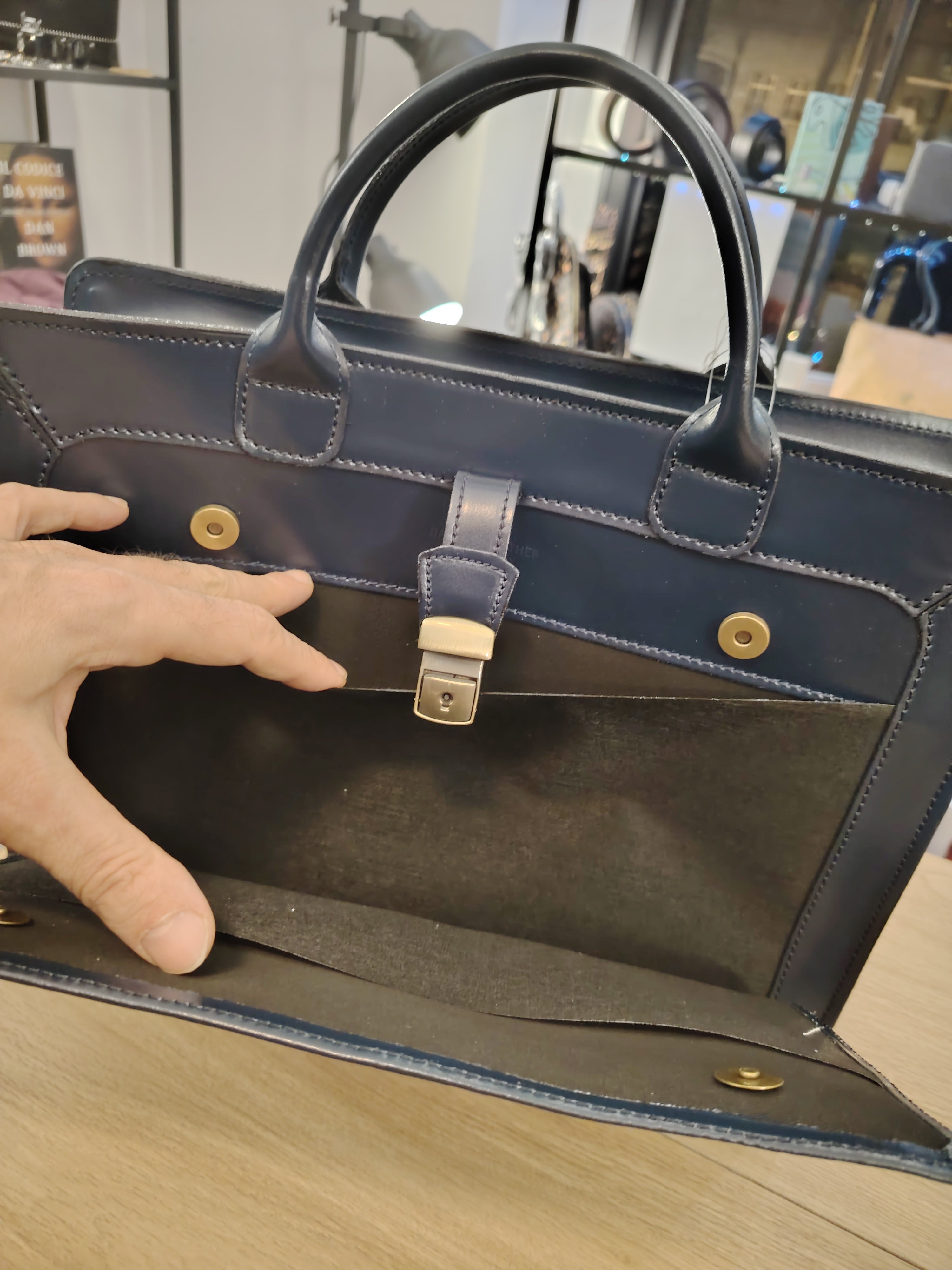 Cartella in Pelle DIVA'S Bag Franky Blu Scuro