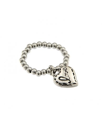 Lamù Anello Elastico in Acciaio con Cuore Love – Handmade Made in Italy