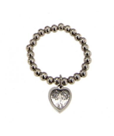Anello con Cuore e Zircone Donna - Acciaio Handmade Made in Italy