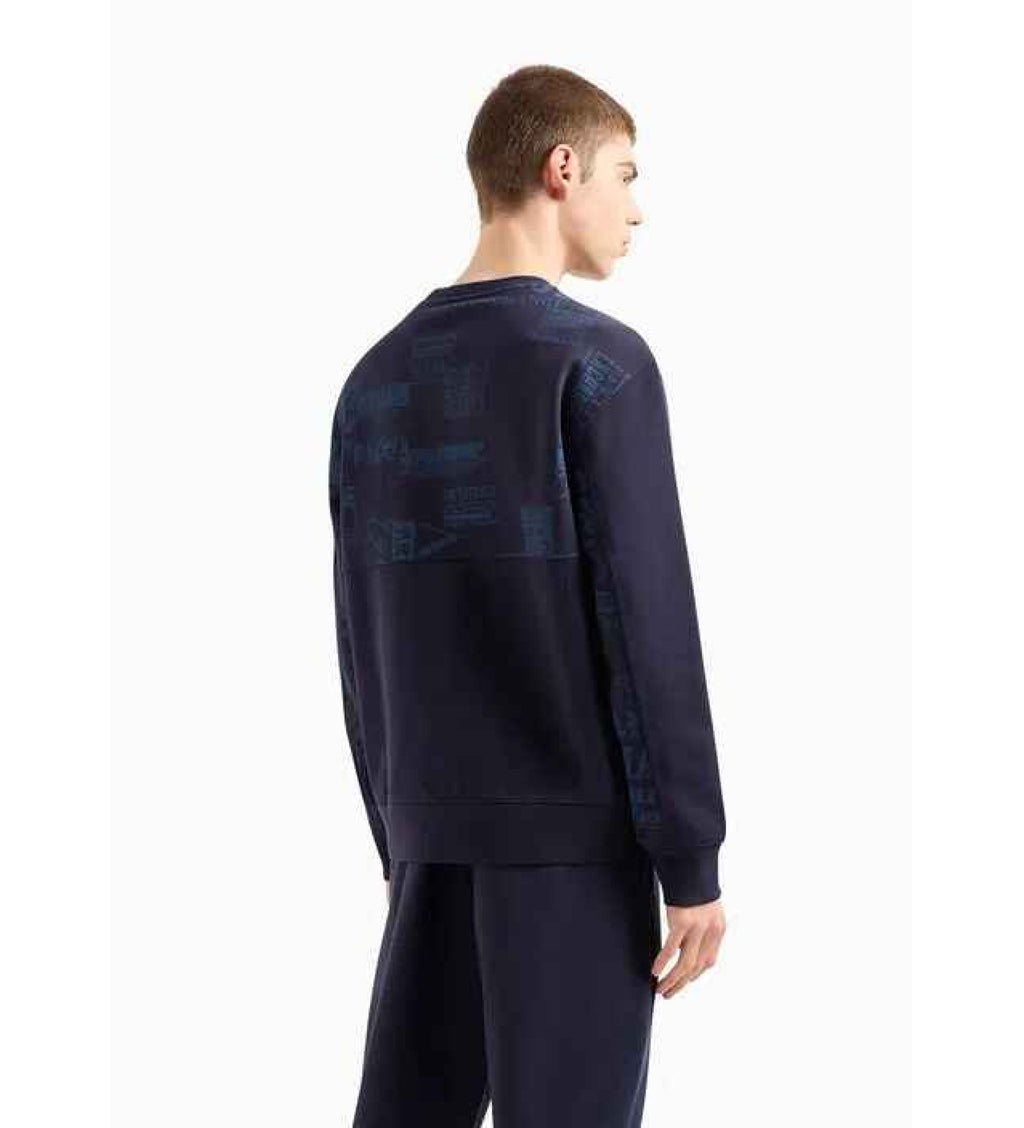 Armani Exchange Felpa Uomo Girocollo – Colore Blu, 100% Cotone, Taglia L