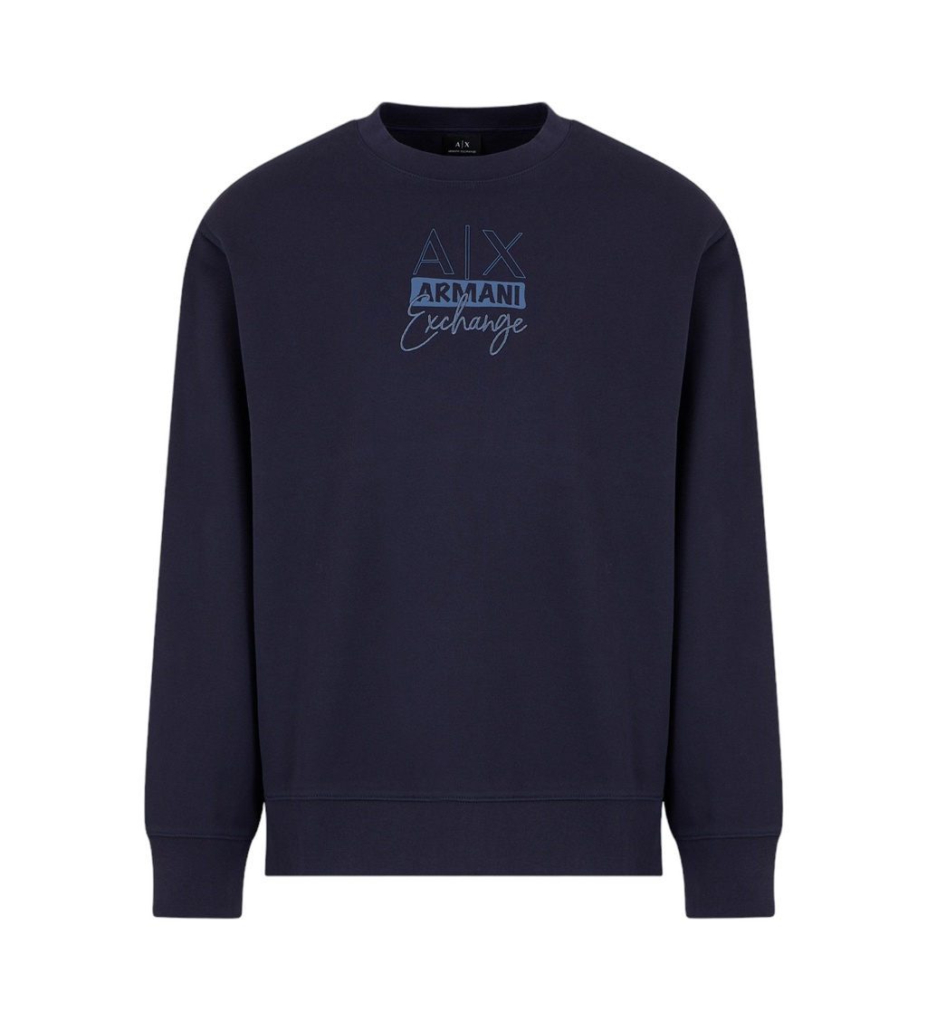 Armani Exchange Felpa Uomo Girocollo – Colore Blu, 100% Cotone, Taglia L