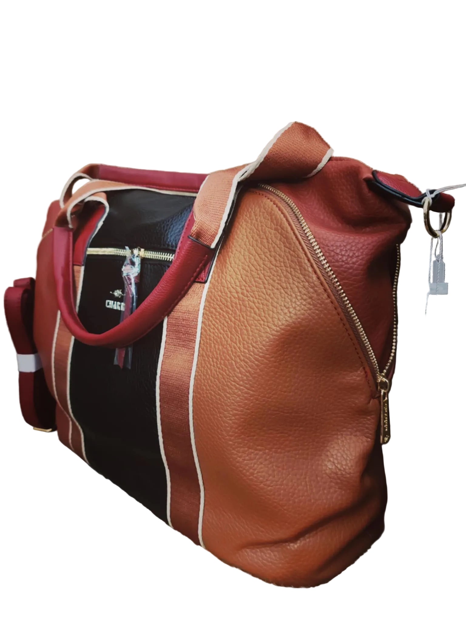 Borsa a Tracolla Donna Charro Multicolore Marrone con Intarsi Neri