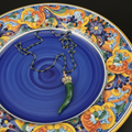 Collana Cornetto Verde Scuro su Piatto Ceramica Napoletana