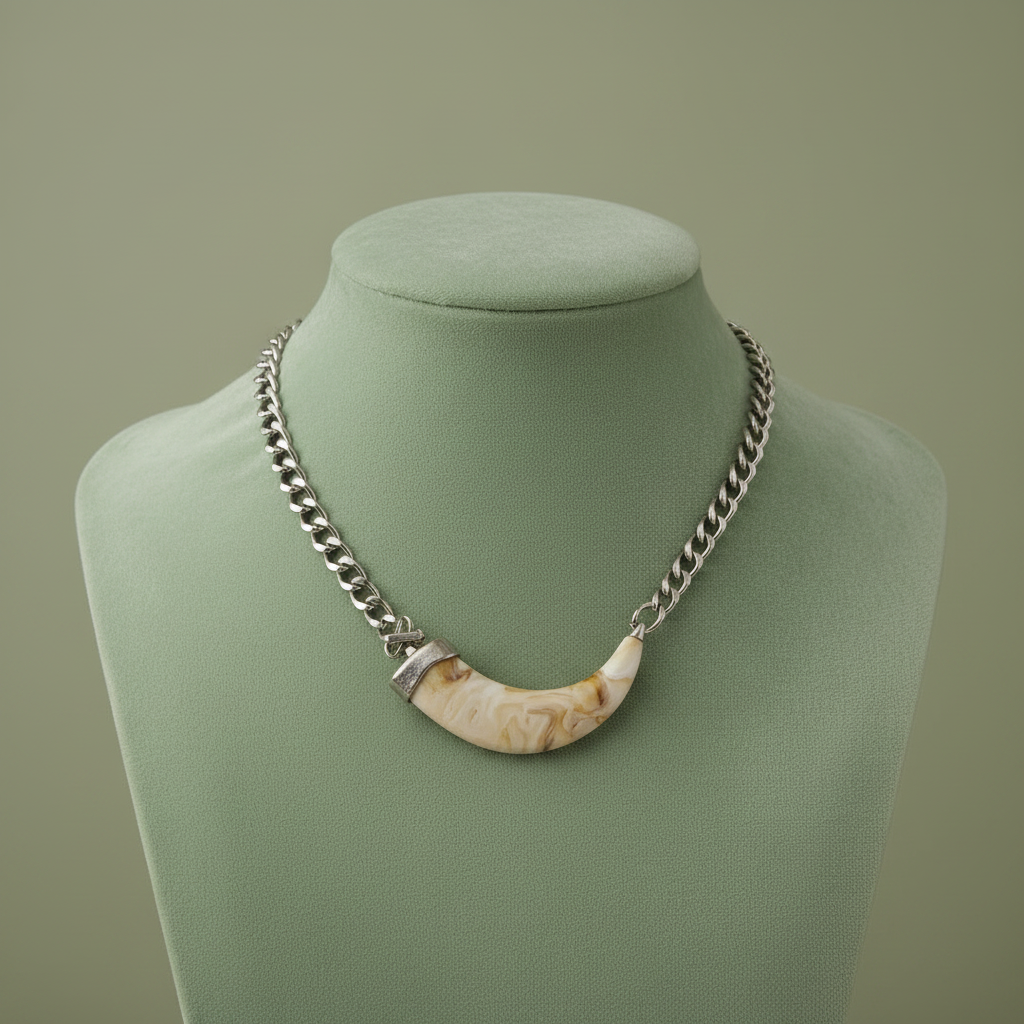 Collana girocollo corno - busto verde lunghezza corretta