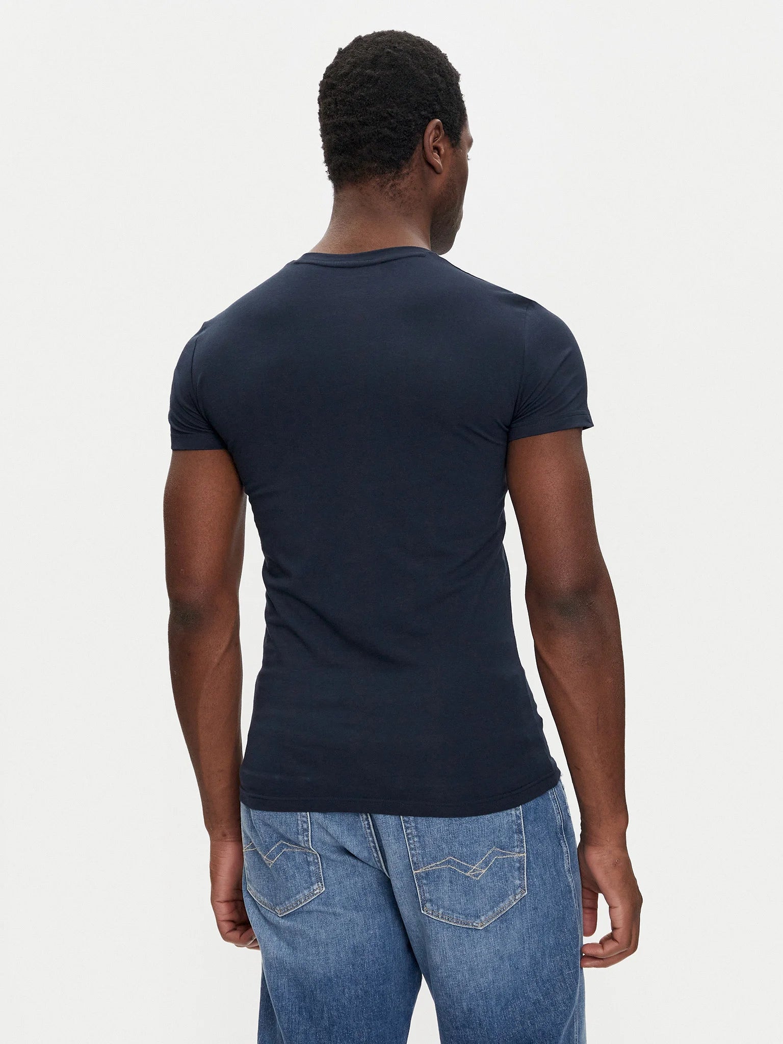 Emporio Armani T-shirt Uomo Manica Corta – Colore Blu, Cotone ed Elastane, Taglia L