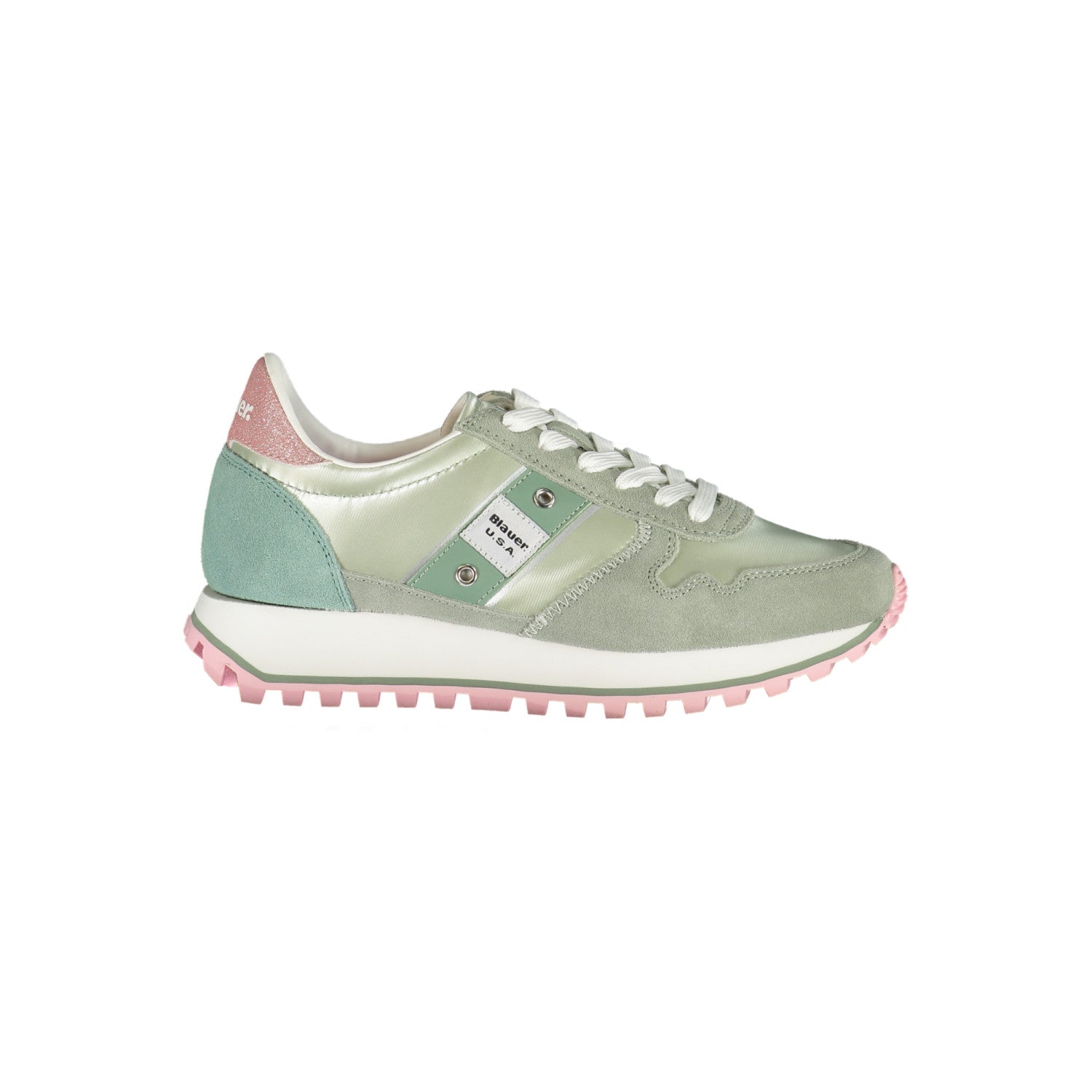 Blauer Sneakers Donna – Colore Verde con Intarsi Rosa, Taglia 40