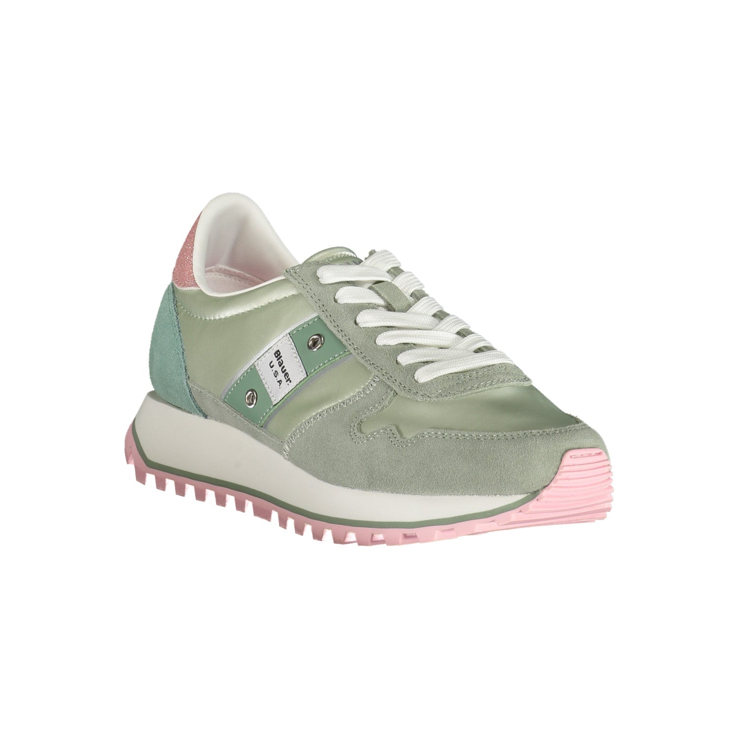 Blauer Sneakers Donna – Colore Verde con Intarsi Rosa, Taglia 40