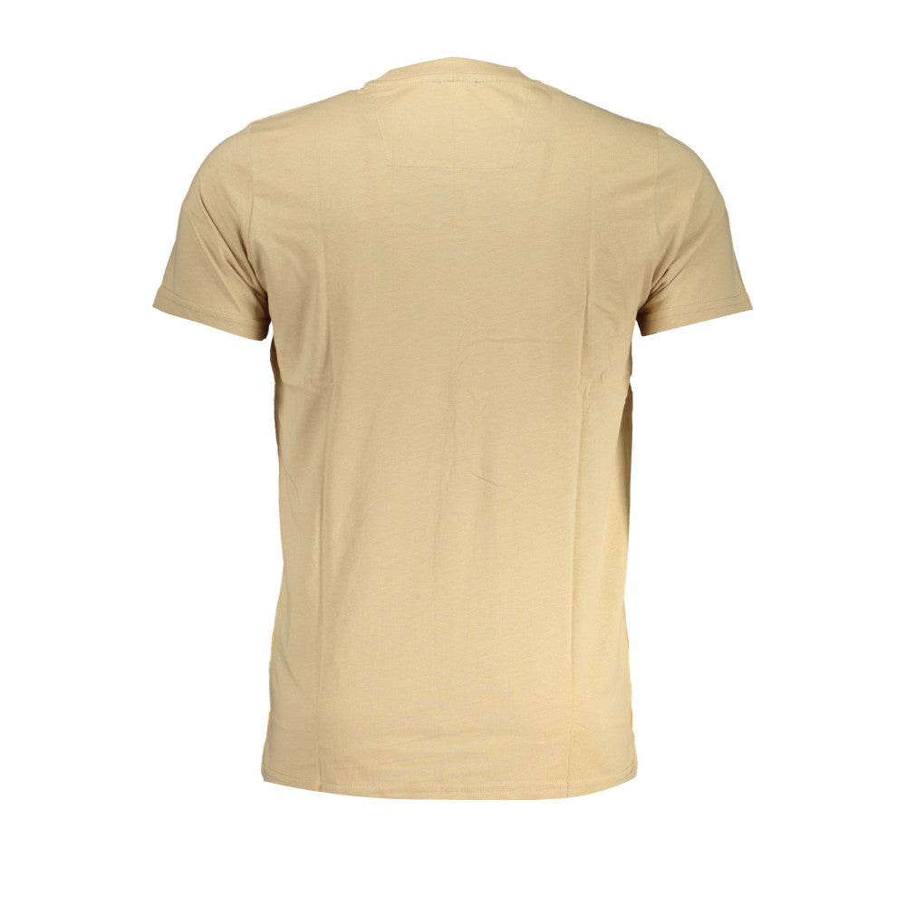 Cavalli Class T-shirt Uomo Manica Corta – Beige e Oro, 100% Cotone, Taglia L
