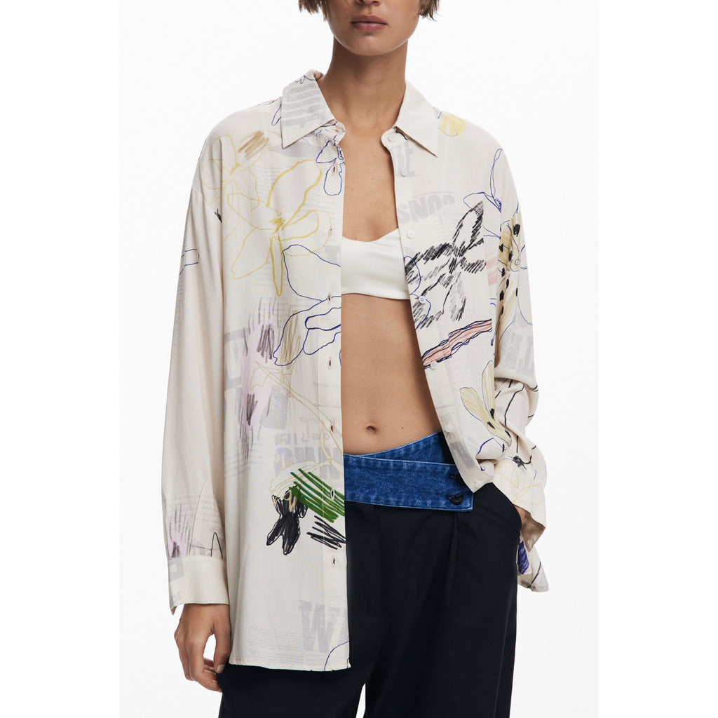 Desigual Camicia Donna Manica Lunga – Colore Bianco, Taglia S
