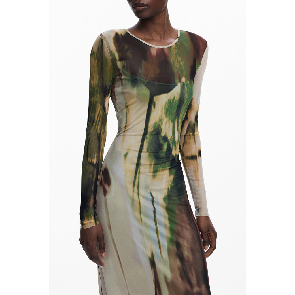 Desigual Abito Lungo Donna Verde Taglia S