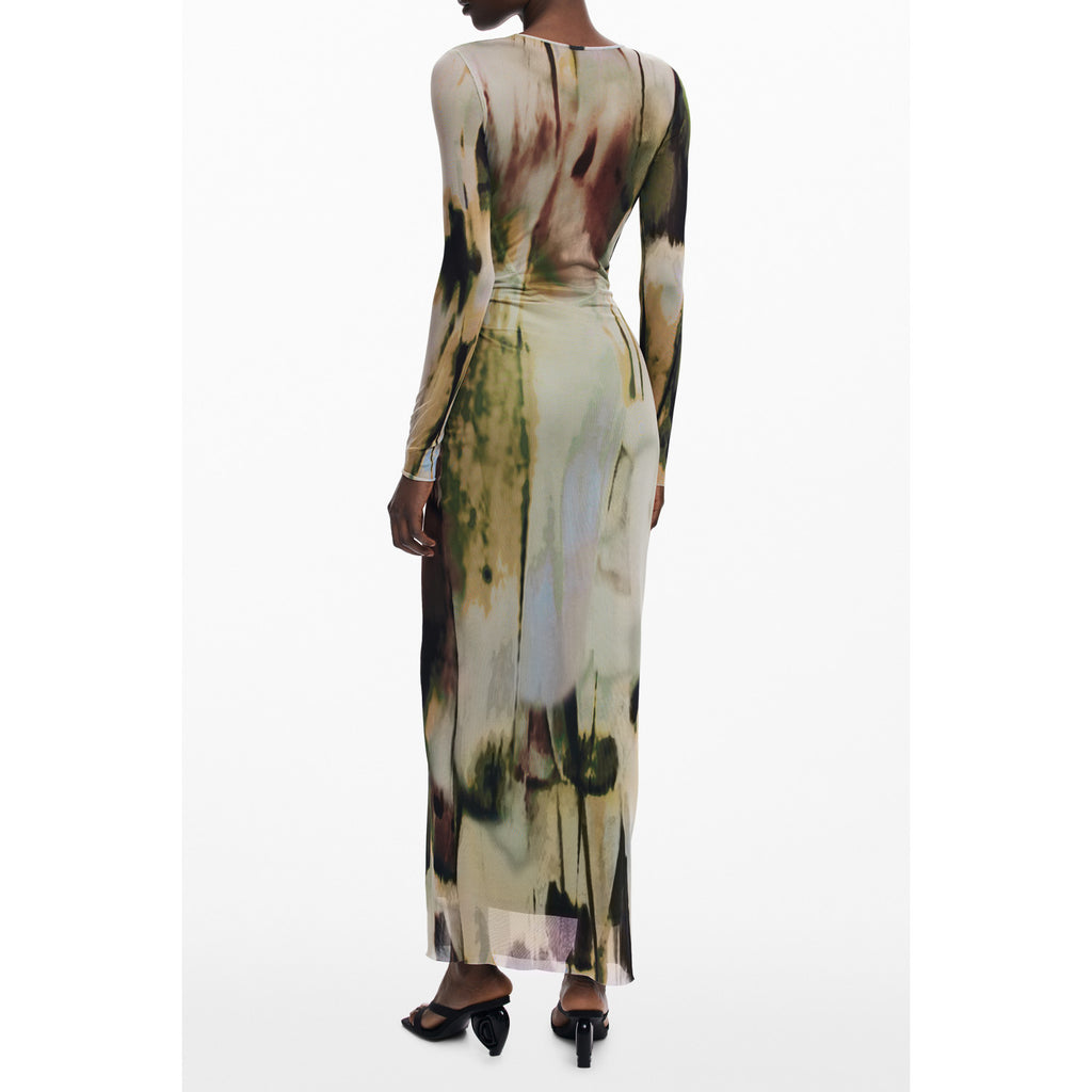 Desigual Abito Lungo Donna Verde Taglia S