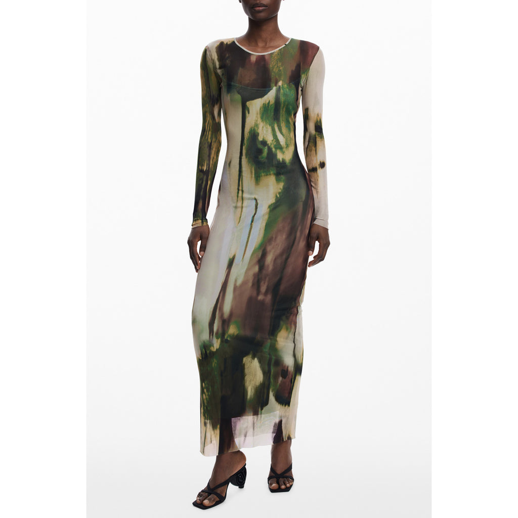 Desigual Abito Lungo Donna Verde Taglia S
