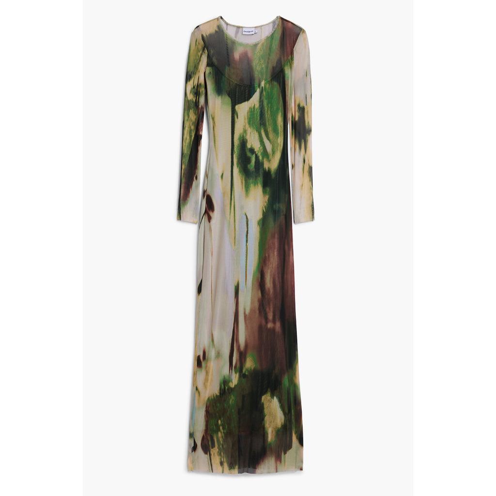 Desigual Abito Lungo Donna Verde Taglia S