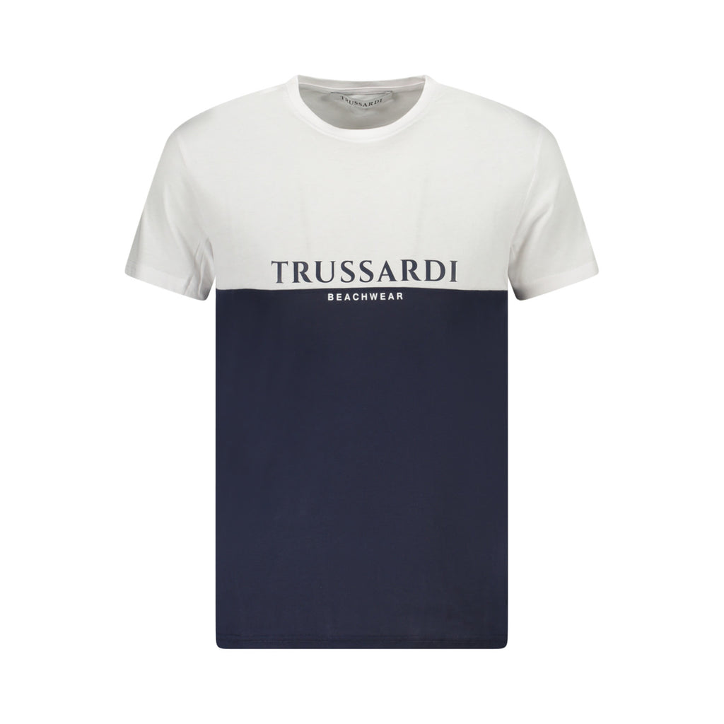 Trussardi T-Shirt Uomo Bicolore Bianco e Blu Taglia L