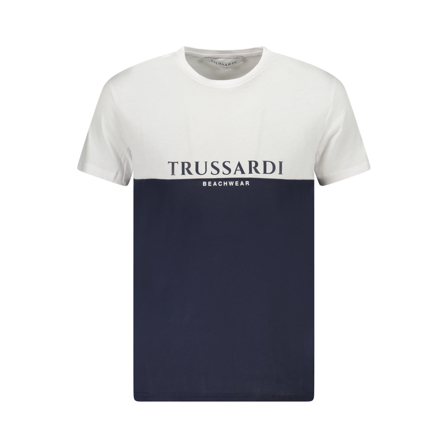 Trussardi T-Shirt Uomo Bicolore Bianco e Blu Taglia L