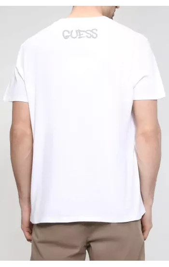 Guess Jeans T-shirt Uomo Manica Corta – Cotone Biologico, Colore Bianco, Taglia M