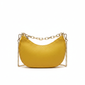 Diva's Anais Pochette Pelle Gialla - vista frontale doppia tracolla catena oro