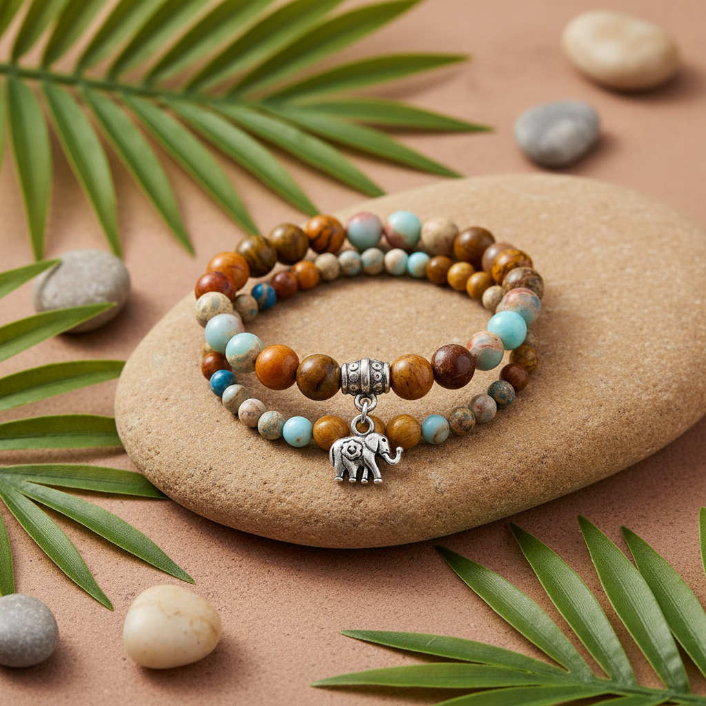 Set 2 bracciali agata amazzonite mood editoriale boho