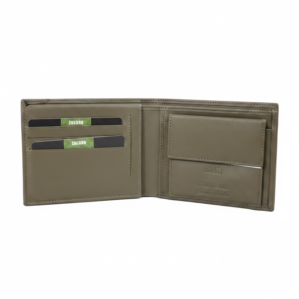 JAGURR Portafoglio Uomo Verde Oliva – interno aperto