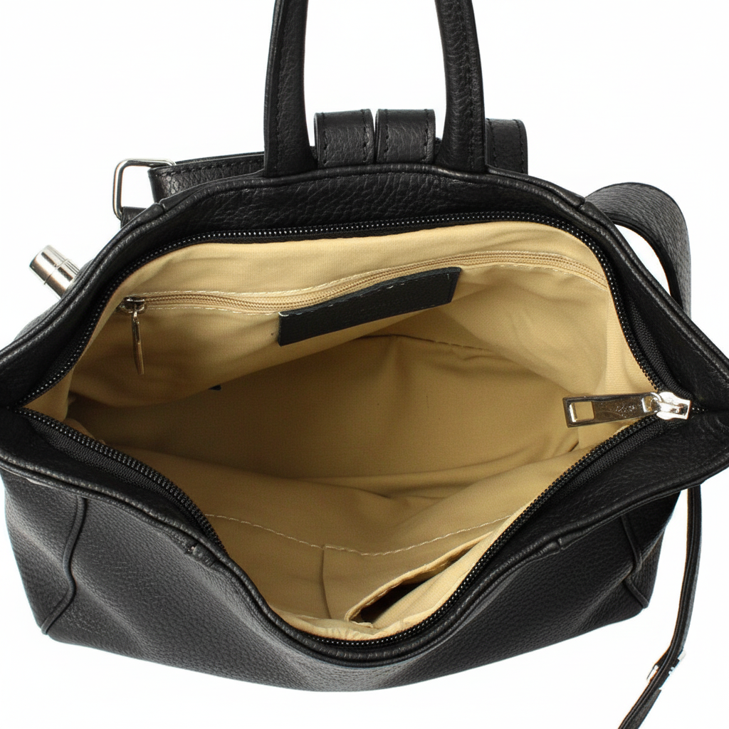 Diva's Bag Zaino Latisha in Pelle Nera Made in Italy - Interno