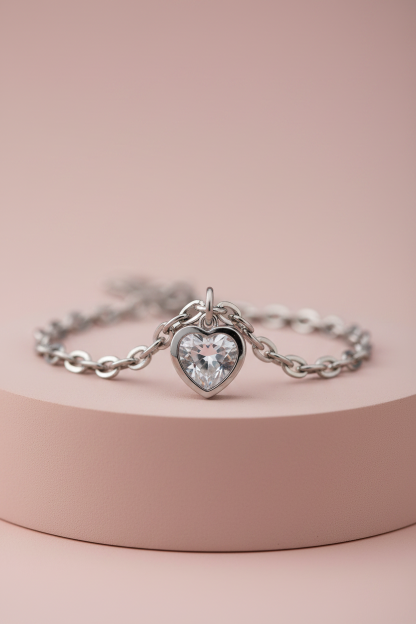 Lamù dettaglio charm cuore zircone cristallo trasparente