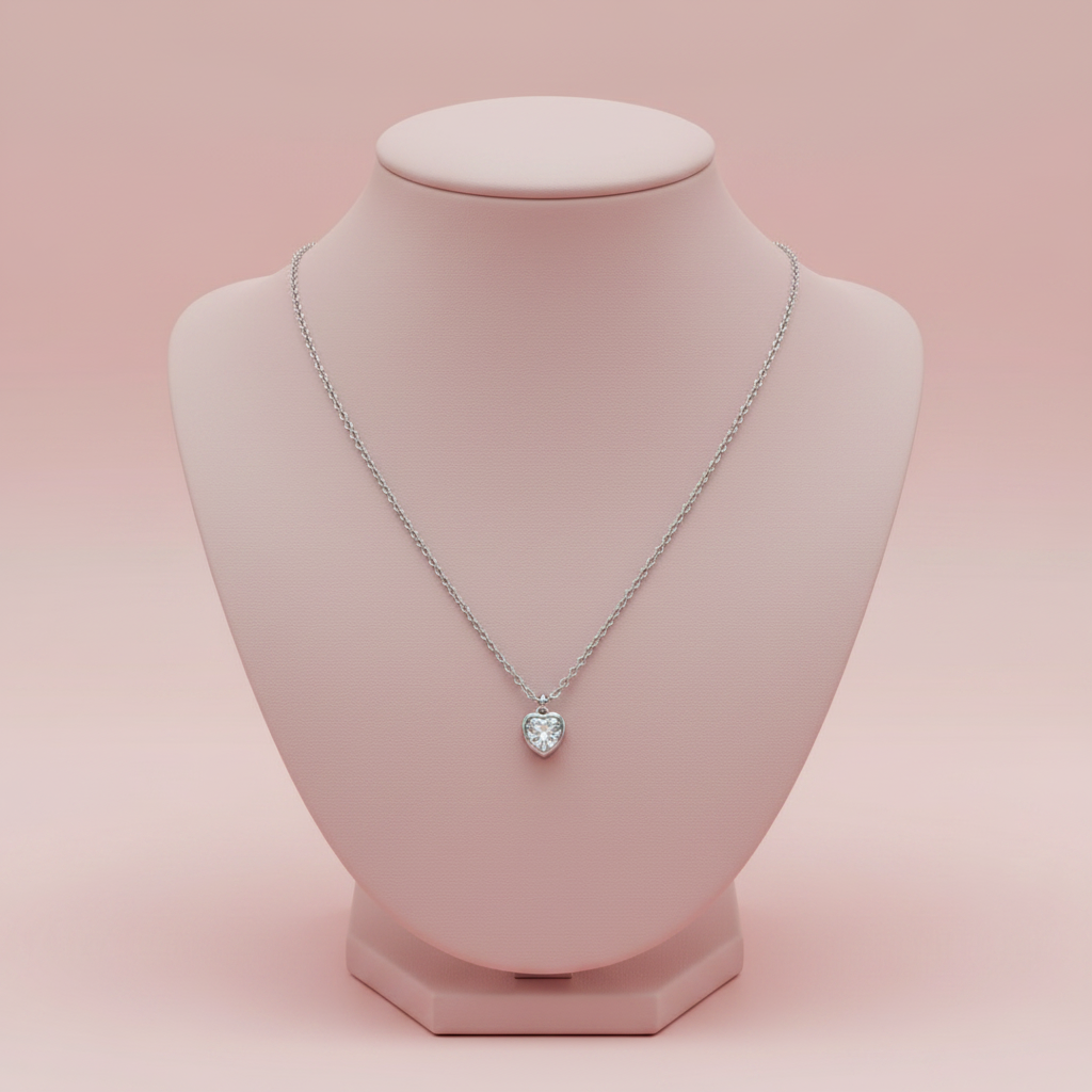 Lamù collana donna pendente cuore zircone – collo da vetrina