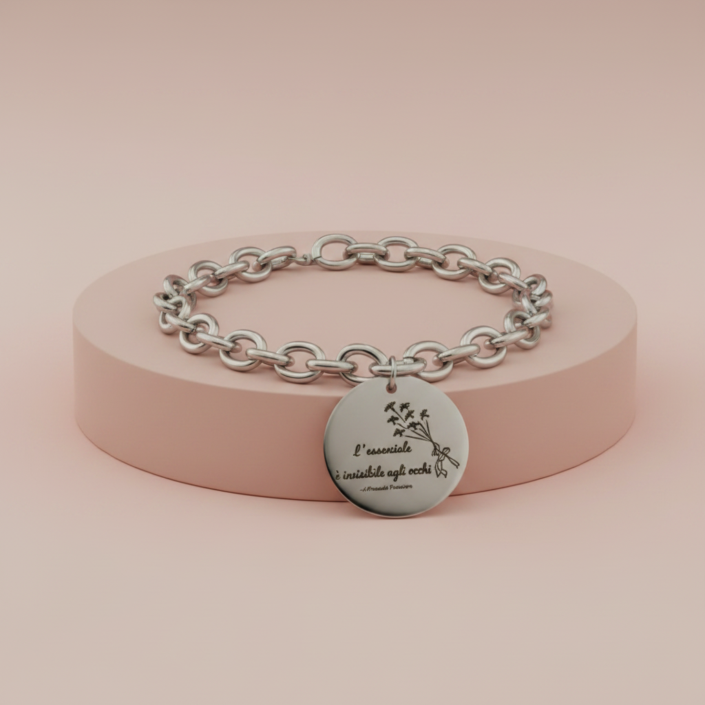 Lamù Bracciale Il Piccolo Principe su piedistallo rosa cipria