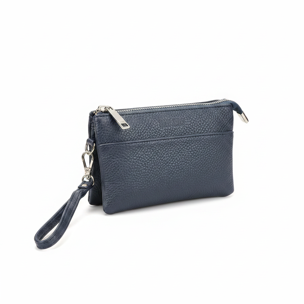 Clutch wristlet blu navy – vista tre quarti