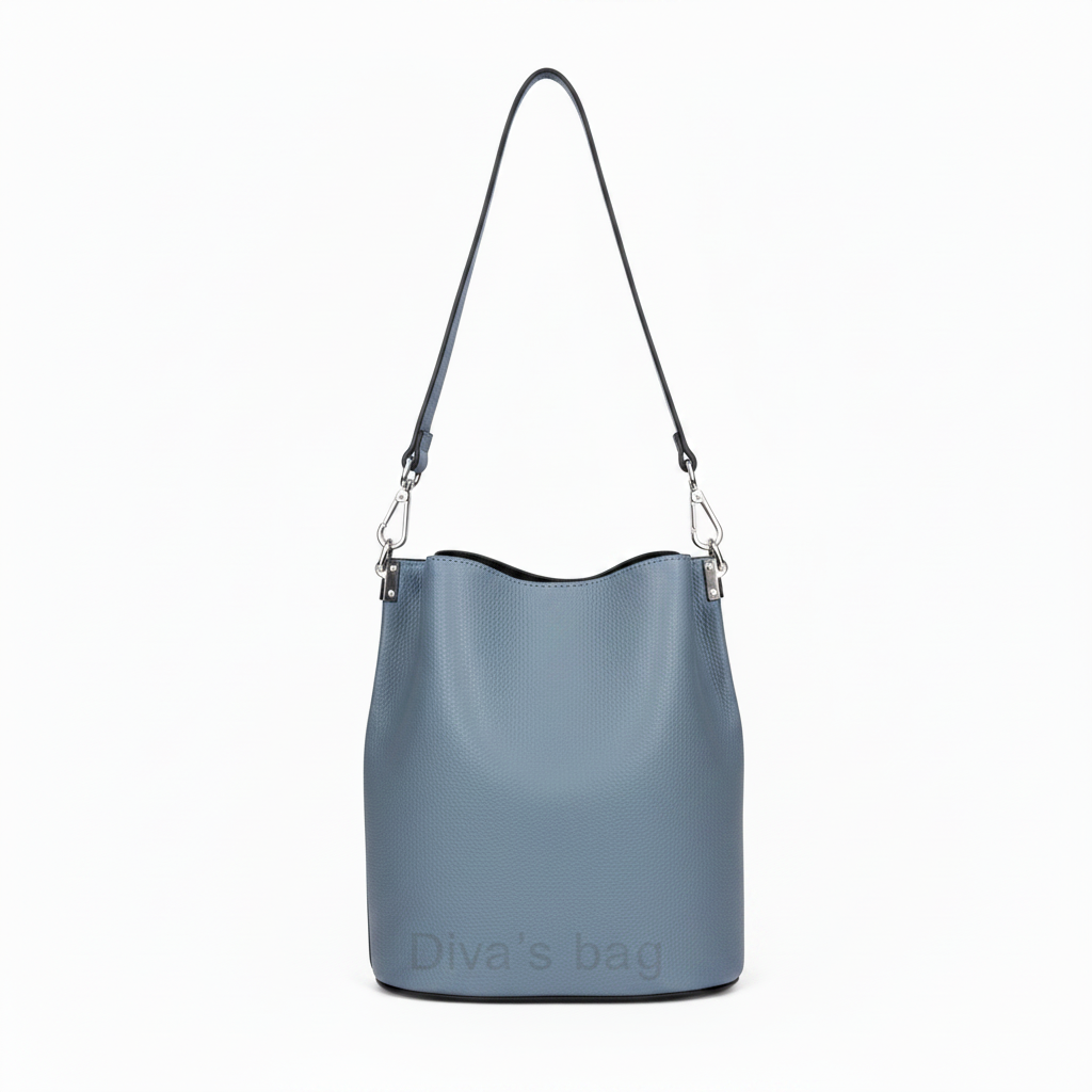 Diva's Bag Sandra Secchiello Pelle Ceruleo - vista laterale