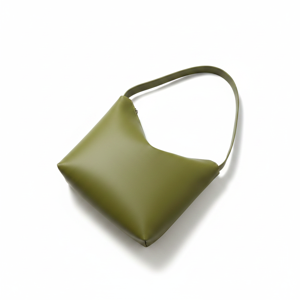 Borsa donna verde oliva vista dall'alto con manico