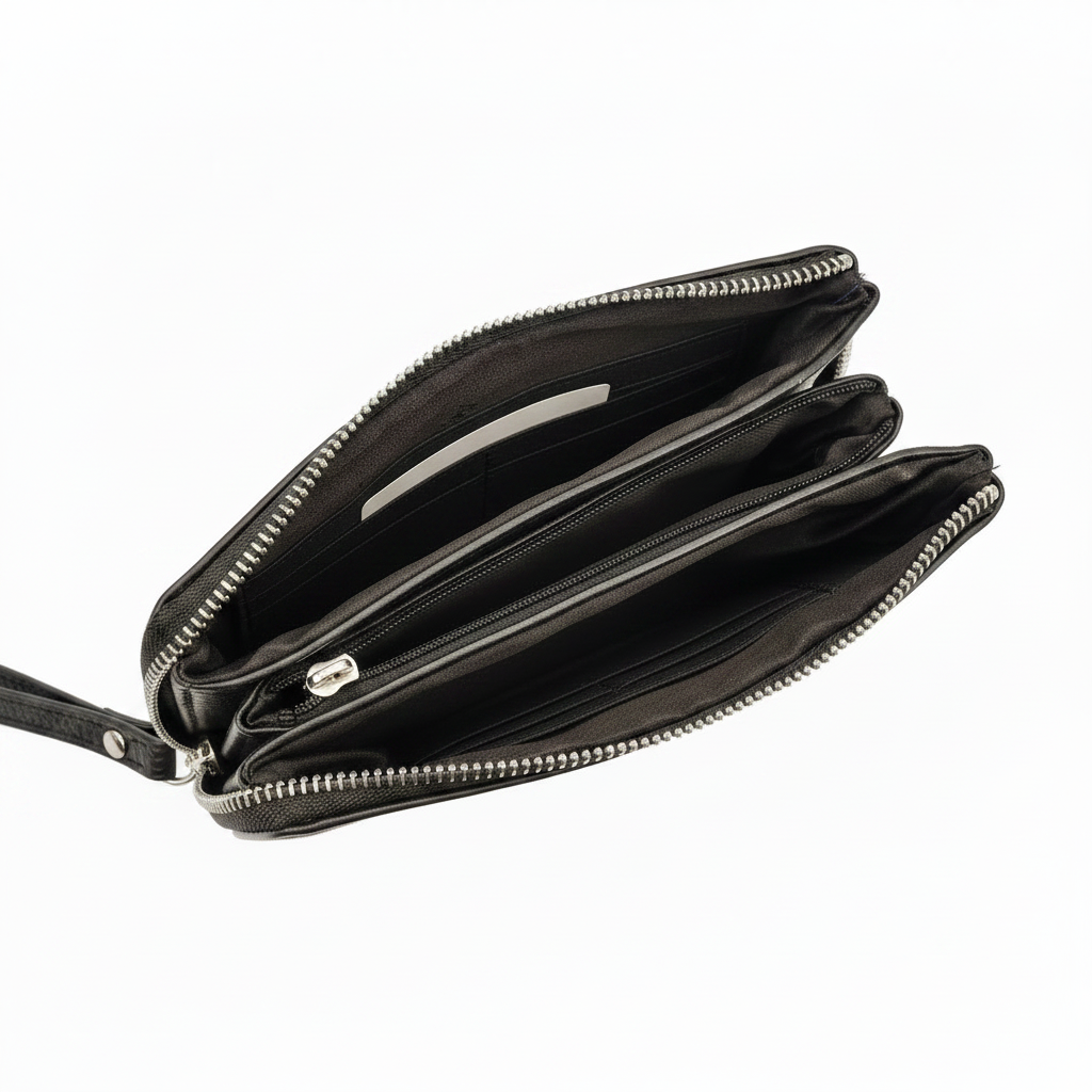 Portafoglio clutch wristlet Sweet Years 168-115 nero – interno aperto 3 scomparti