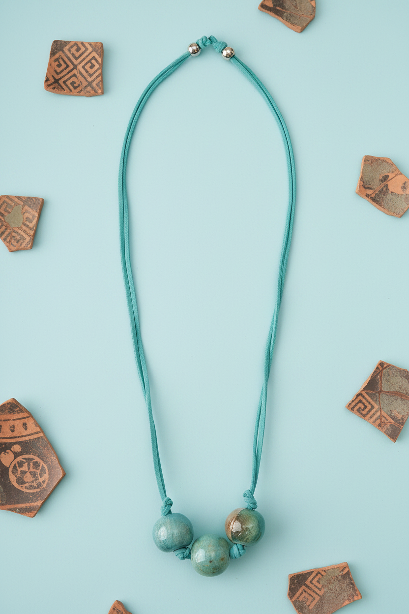 Collana ceramica colata greca mood editoriale mediterraneo
