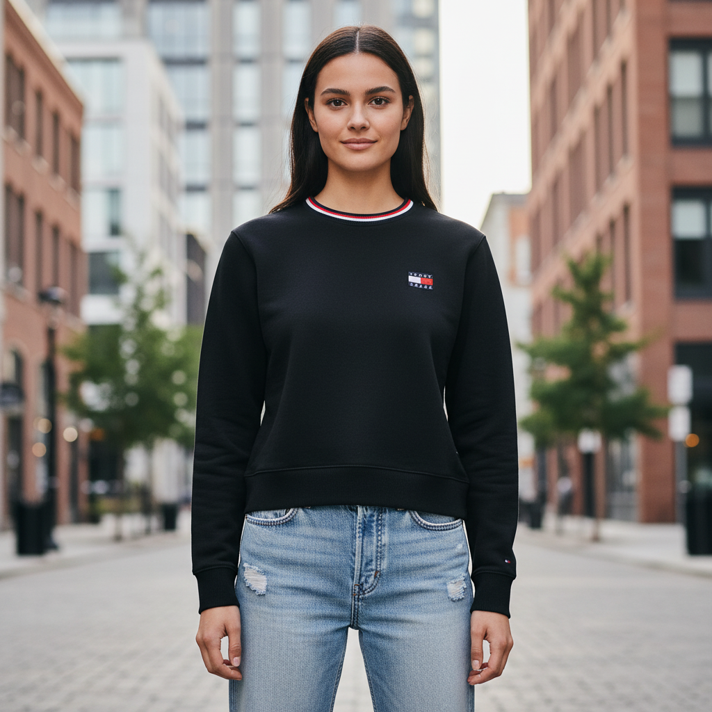 Felpa Tommy Jeans donna indossata
