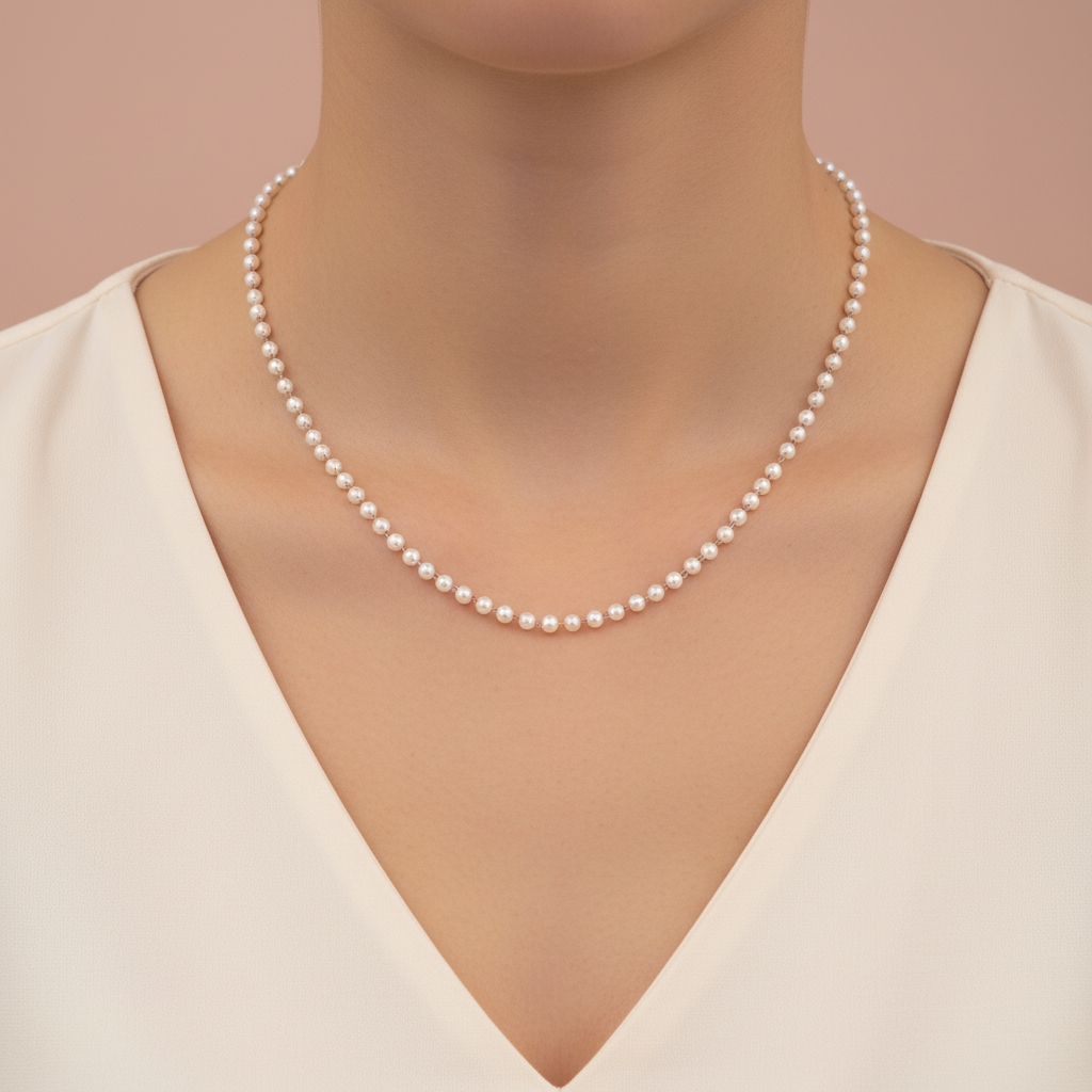 Lamù Collana Catena Piccole Perline indossata al collo