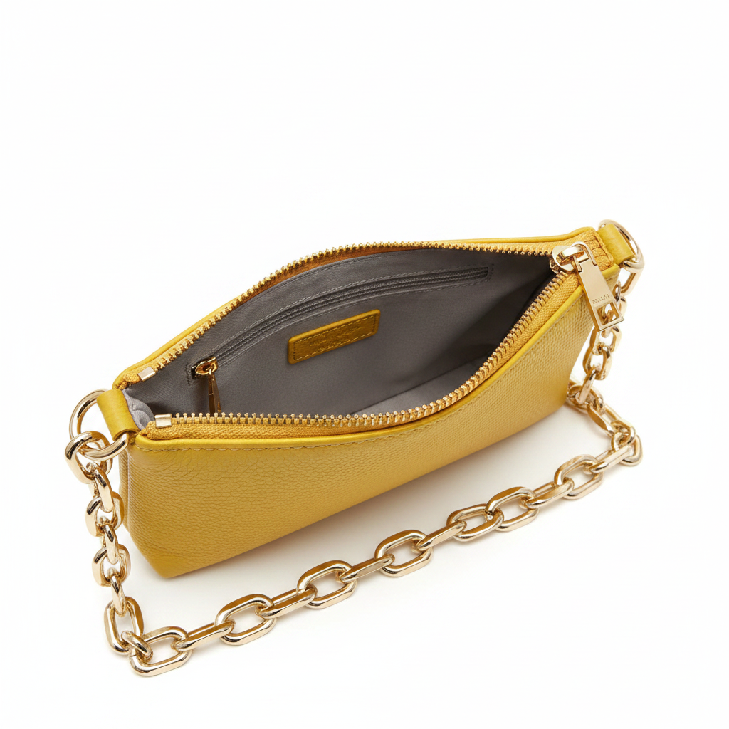 Diva's Anais Pochette Pelle Gialla - interno aperto