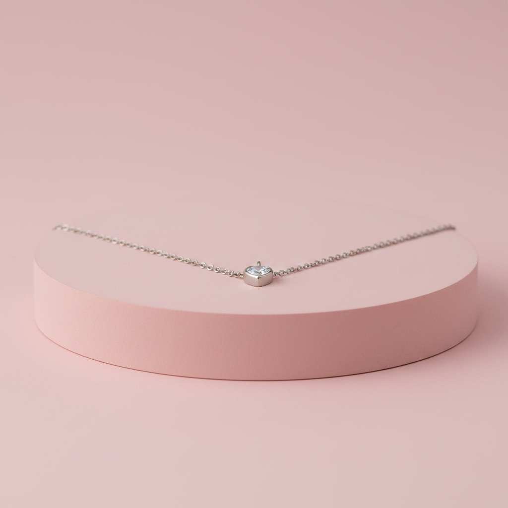 Lamù collana donna pendente cuore zircone – macro piedistallo