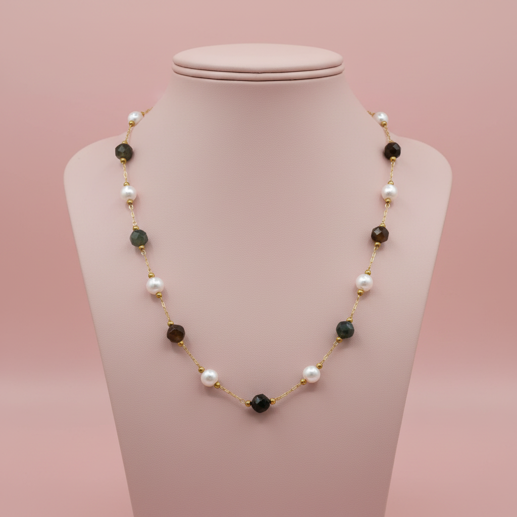 Lamù collana donna perle e agata indiana – collo vetrina