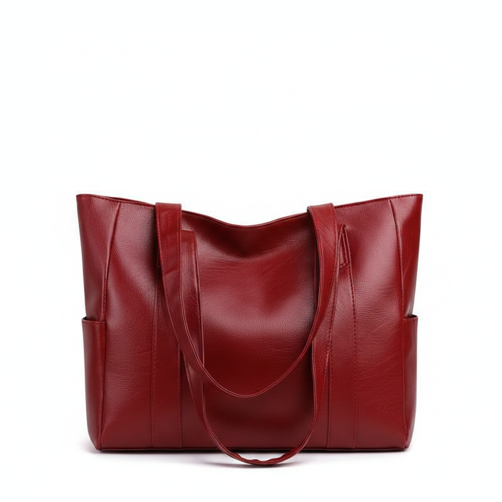 Borsa a tracolla donna in PU rossa grande capacità – vista frontale